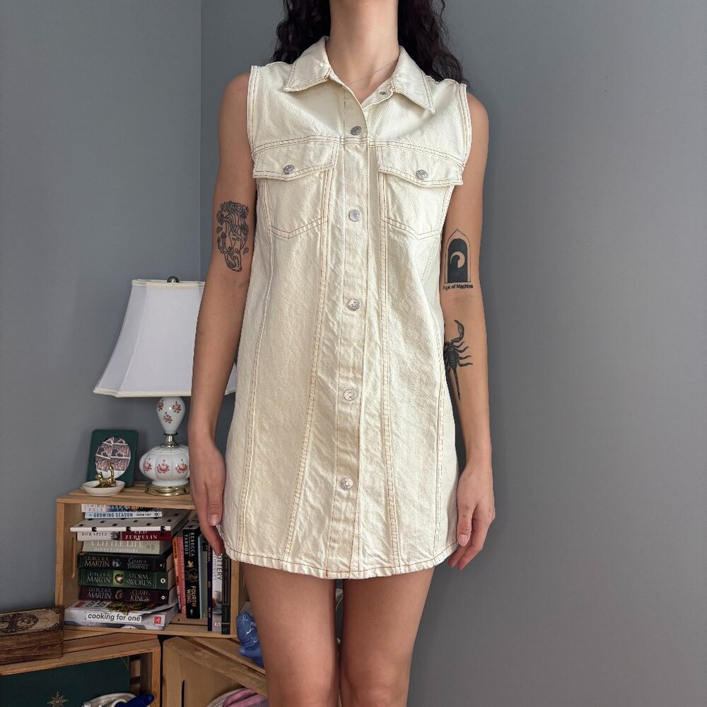 Zara Womens Denim Button Up Short Dress